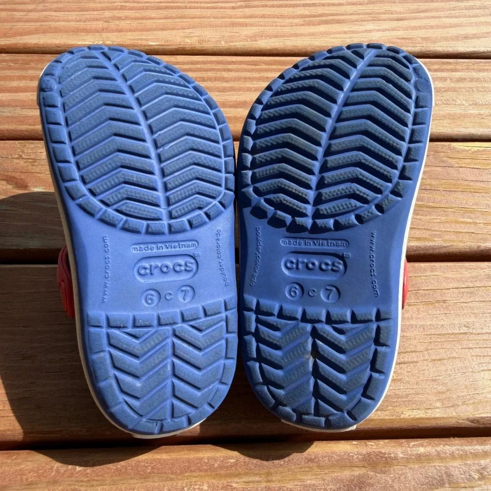 Crocs Kids Crocband Clog Blue Red White Slip On Water Shoes Size‎ 6/7 204537